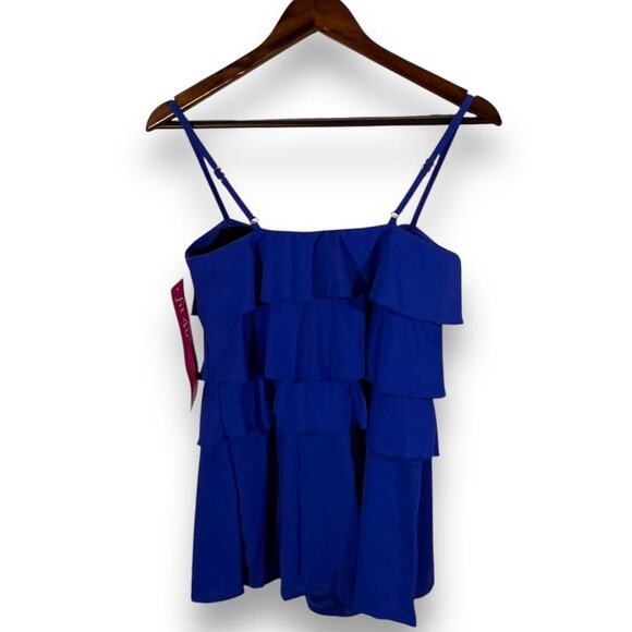 Fit 4 U Romper Swimsuit Tiered Ruffle Cobalt Blue Size 10 Resort Summer Beachy - Picture 5 of 9
